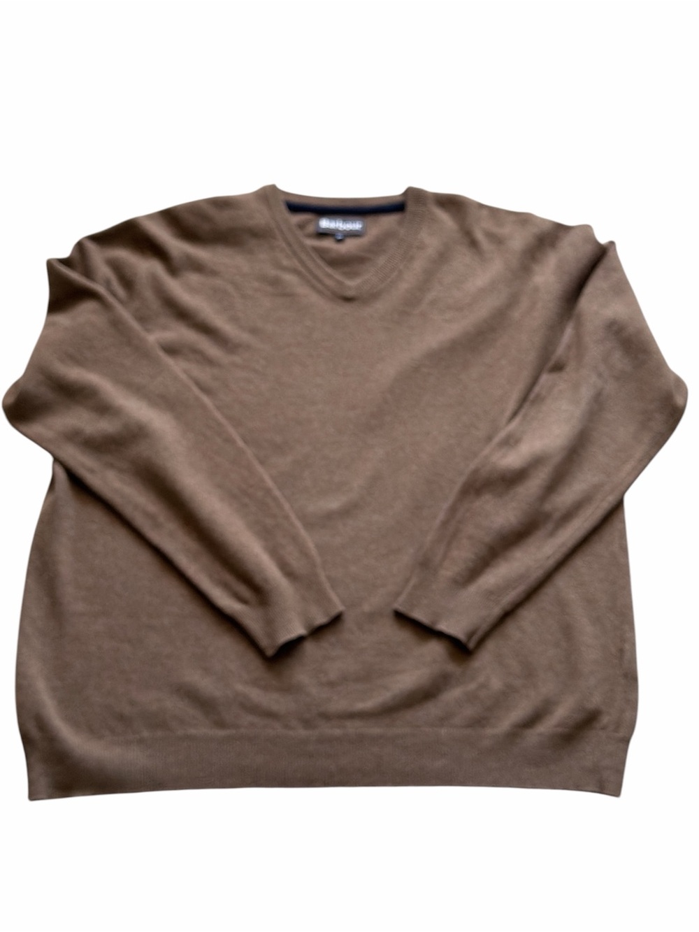 Barbour Brown V-Neck 100% Wool Sweater